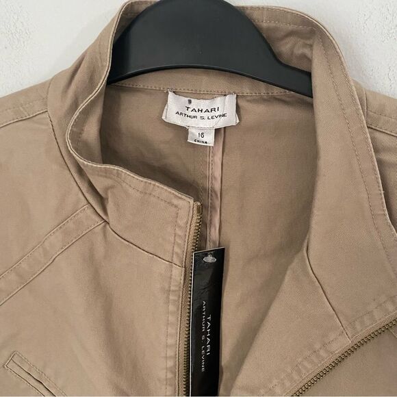 TAHARI BY ASL Womens Brown Solid 8968 Zip Vest Jacket 16 - Picture 3 of 3